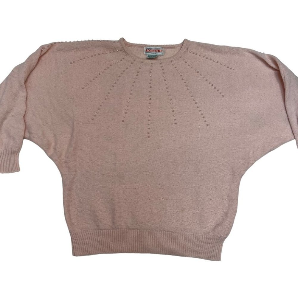 Vintage Pink Batwing Y2K Pearl Embellished Sweater Size S/M - Picture 6 of 11